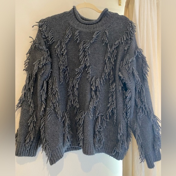 R/ studios by Robert Rodriguez / wool cashmere Blend mockneck fringe sweater s - Picture 1 of 5